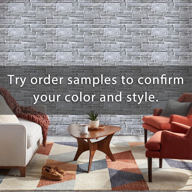 Commomy 12pcs Faux Stone 3D Wall Panels Peel and Stick - 22.8" x 11.8" Thin & UrltraLight Stone Textured Wall Panel for Interior Tile Kitchen, Bedroom,Living Room,TV Background,RV (Covers 22.48 sq.ft) - Image 2